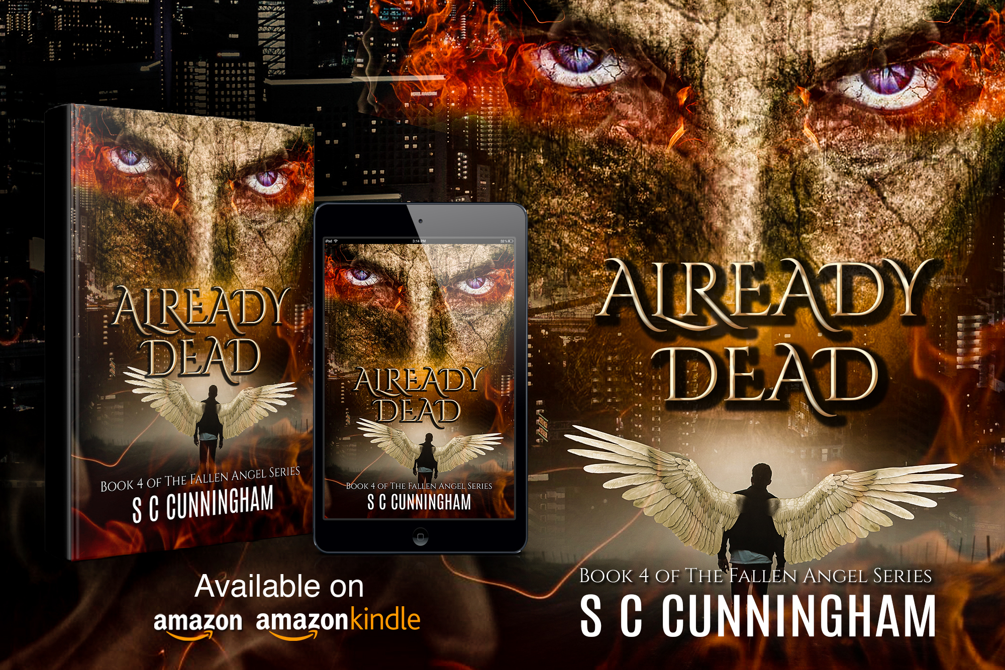 Book cover for Already Dead by crime writer S C Cunningham, a contemporary paranormal urban rom fantasy, The Fallen Angel Series by author SCCunningham.