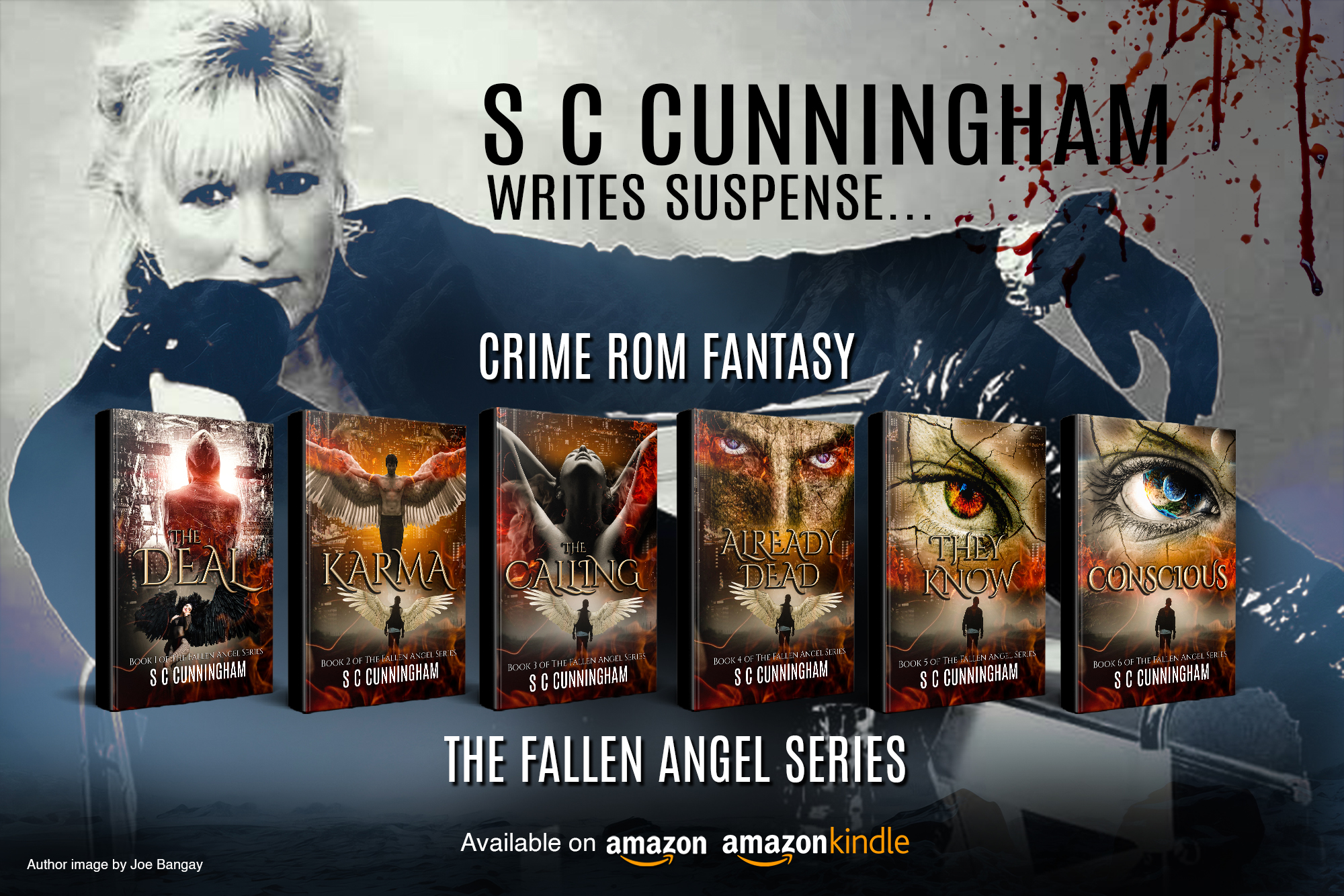 The Fallen Angel Series by crime writer S C Cunningham, urban paranormal supernatural crime fantasy rom thriller by author SCCunningham, The Deal, Karma, The Calling, Already Dead, They Know,