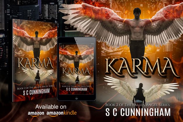 Book cover of Karma by Crime Writer S C Cunningham, The Fallen Angel series by author SCCunningham.