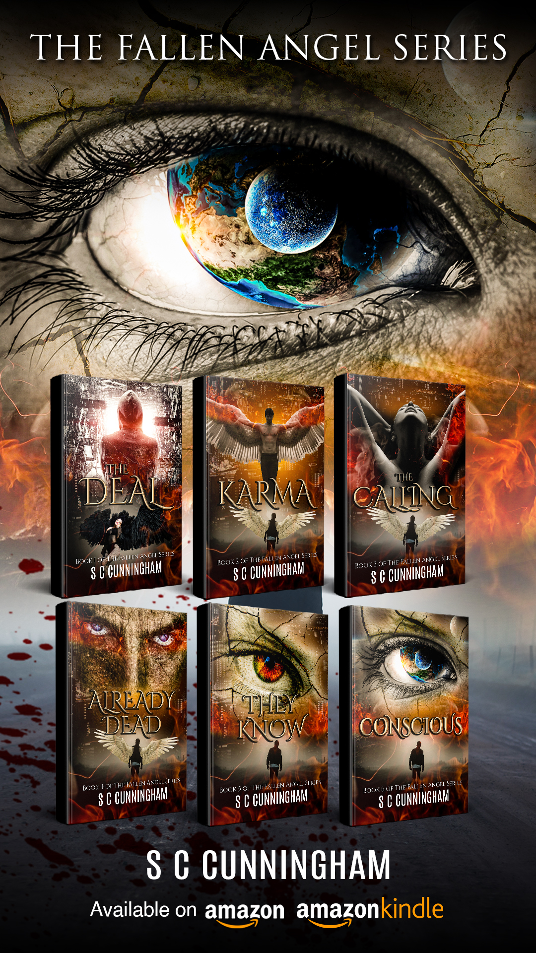 The Fallen Angel Series, crime, police procedural, murder mystery, romance, fantasy, thriller, by author, crime writer S C Cunningham, SCCunningham. paranormal, fallen angels, army, MI6, police, victims, vigilantes.