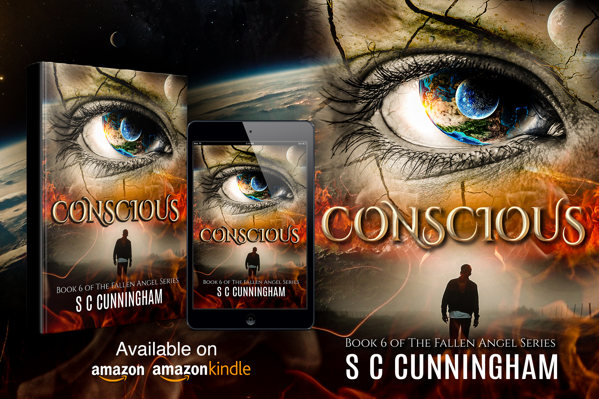 Conscious, suspense thriller by crime author S C Cunningham, The Fallen Angel Series, The Deal, Karma, The Calling, Already Dead, They Know, Conscious.